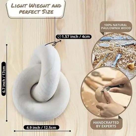 Coffee Table Decor Wood Knot Link Decoration Wooden Chain Link Knots for Book Shelf Living Room Decor White {5}