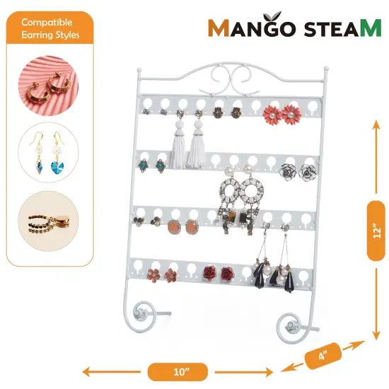 Mango Steam Tabletop Earring & Jewelry Organizer with Classic Display Stand for Earrings White {6}