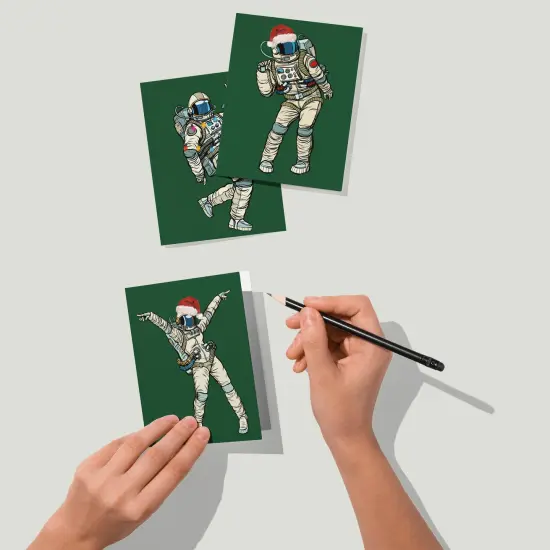 Astronaut Christmas Cards - 24-Pack of Space-Themed Holiday Note Cards with 4 Festive Santa Astronaut Designs, Perfect for Space Lovers, Blank Inside for Merry Christmas & Happy Holiday Wishes - Unique and Fun Seasonal Stationery Set {3}