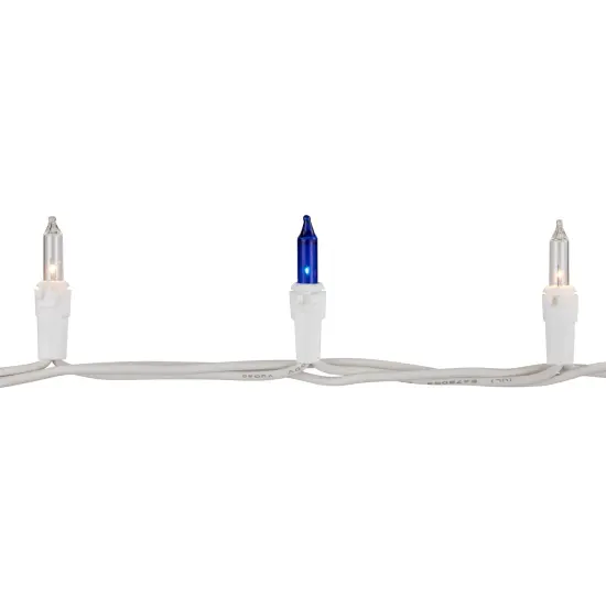 Northlight Mini Incandescent Christmas Lights - Blue and Clear - 10' White Wire - 50ct {7}