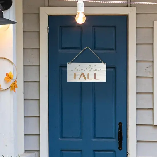 Hello Fall Printed Wood Plaque Sign(brown) {4}