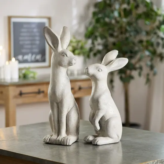 Contemporary Home Living Set of 2 White Standing Decorative Rabbit Accent - 24" {3}