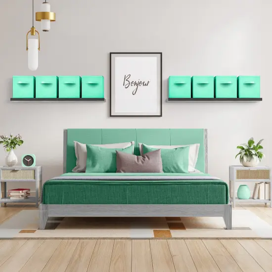 Sorbus Large 13" Storage Bins - 8 Pack Sturdy Collapsible Fabric Storage Cubes with Handles Teal {4}