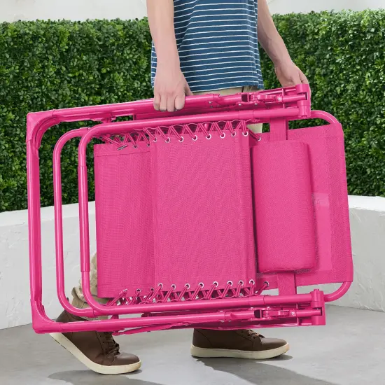 Best Choice Products Monochromatic Zero Gravity Chair, Folding Patio Recliner w/Side Tray, Headrest Ultimate Pink {3}