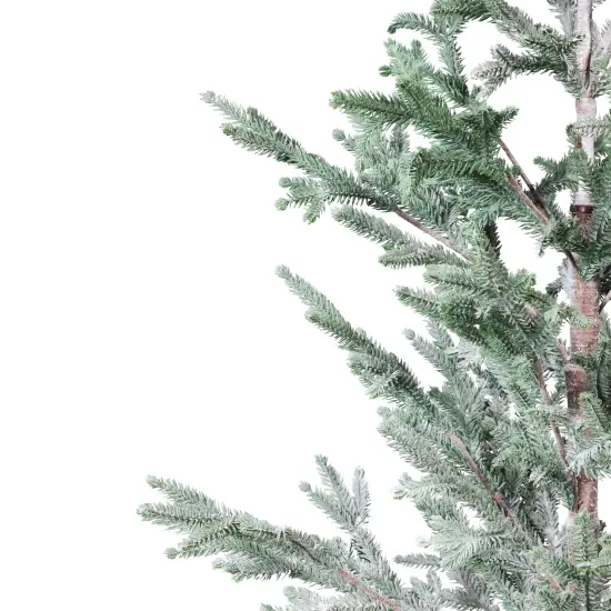 Northlight Frosted Slim Pine Artificial Christmas Tree in Burlap Base - 5' - Unlit Green {4}