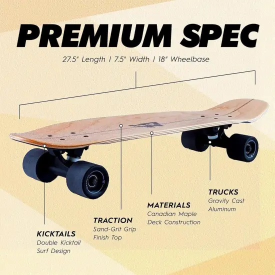 Magneto Complete Skateboard | 27.5" x 7.5" | 6-Layer Canadian Maple Double Kick Concave Deck | Skateboard Cruiser Skateboard for Kids, Boys, Girls, Beginners Ages 3-14, Teens {2}