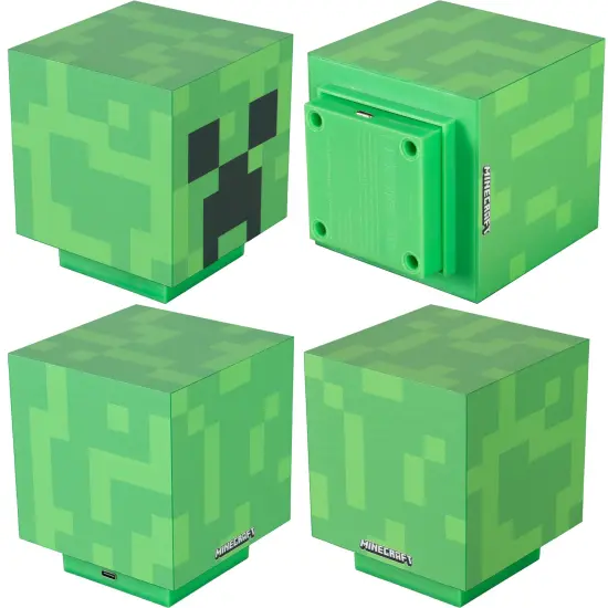 Minecraft: LED Night Lamp - Creeper - 4" Green Pixel Cube Night Light, Illuminates Up To 10hrs, USB Charging, Game Themed Design Decor, Licensed {6}