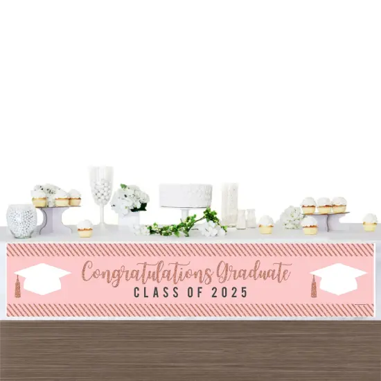 Big Dot of Happiness Rose Gold Grad - 2025 Graduation Party Decorations Party Banner {4}