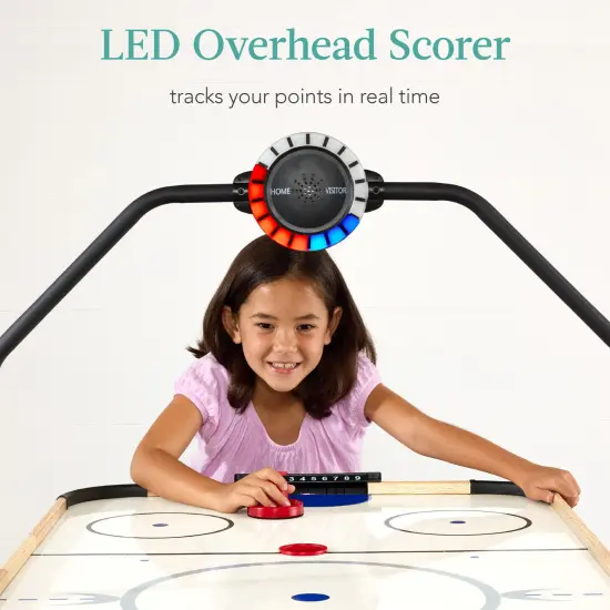 Best Choice Products 54in Air Hockey Game Table w/ LED Lights, Scoreboard, Powerful Motor Natural {4}