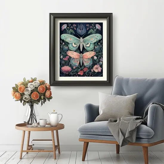 Paint by Numbers Kit for Adults Beginners and Kids, 16" Wx20 L Canvas Pictures Drawing Acrylic Paintwork with 3 Pcs Paintbrushes, Butterflies in Flowers {3}