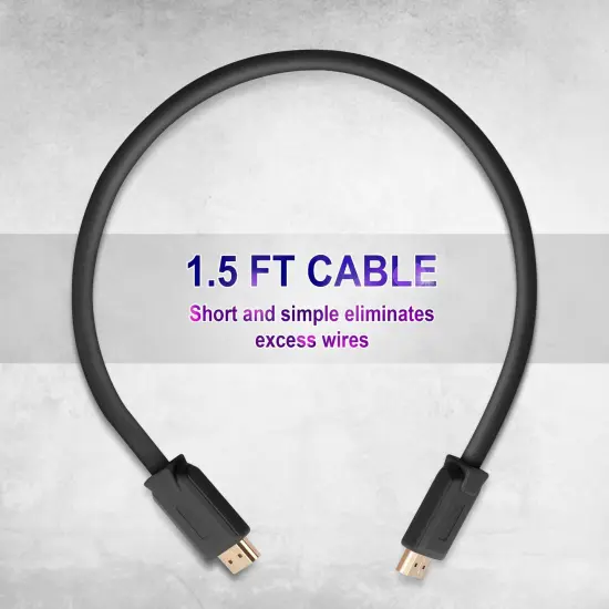 Insten - 2 Pack HDMI Male to Male Cable, 2.1 Version, 8K 60Hz, 48Gbps, PVC Cable, Gold Connectors, 1.5ft , Black {7}