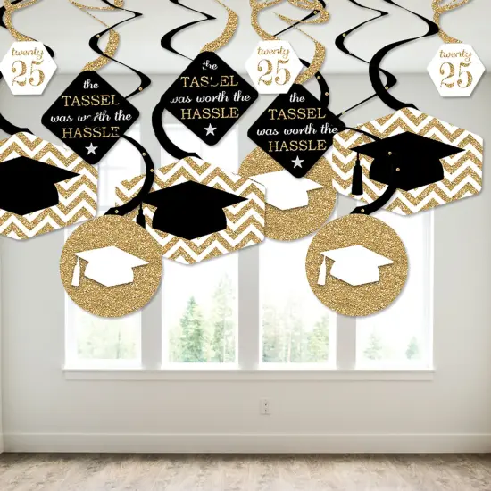 Big Dot of Happiness Gold Graduation Class of 2025 Decorations Hanging Swirls - Set of 40 {4}