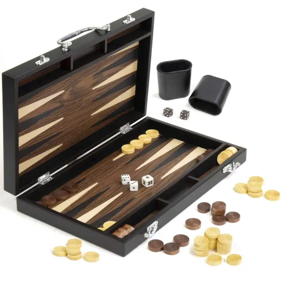 Merchant Ambassador Craftsman Deluxe Wood Backgammon Game Set {3}