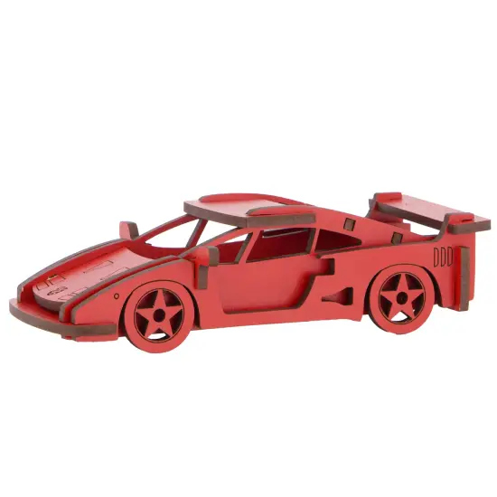 Little & Wood: Woodlet: Medium - Red Sports Car - 3D Wooden Kit-Set, Vehicle Puzzle, Easy Assembly, Pop Build Fun, Sustainably Sourced Wood, Ages 6+ {1}