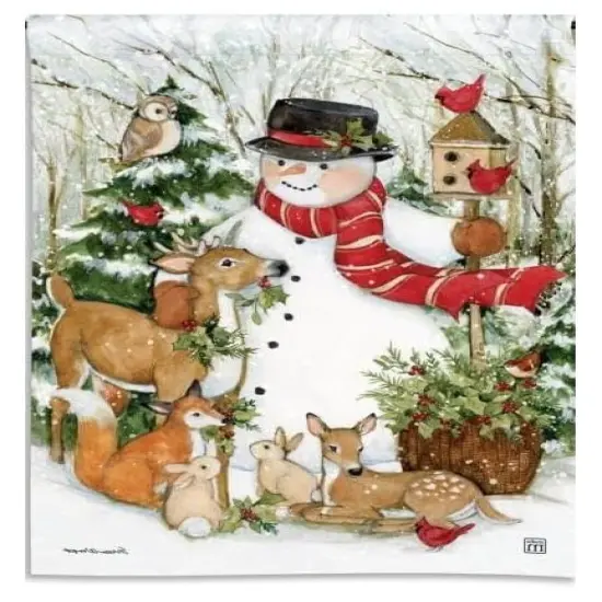 Woodland Snowman Winter Garden Flag {1}