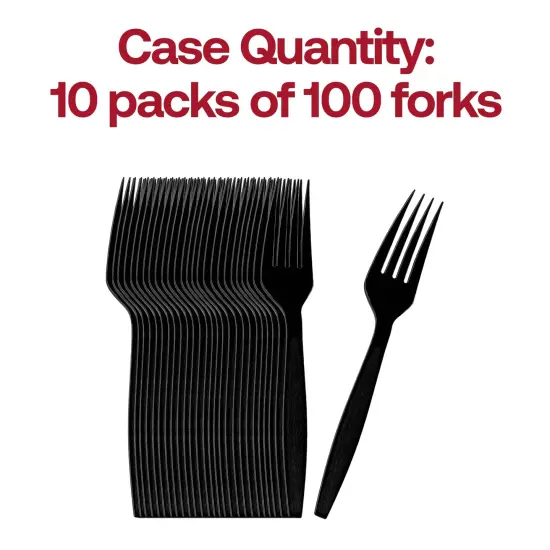 Black Plastic Disposable Forks (1000 Forks) {5}