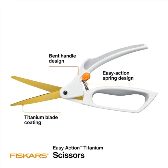 Easy Action Titanium Scissors, Spring-Assisted, Precision Ground Stainless Steel Blades, 8in {2}
