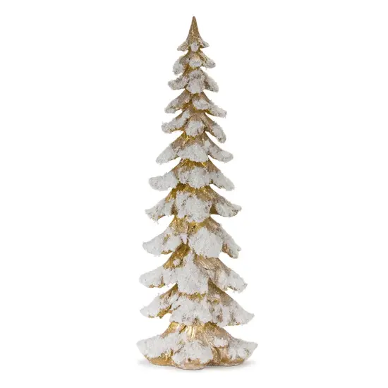 Melrose 26" Gold and White Frosted Christmas Tree Tabletop Decoration {1}
