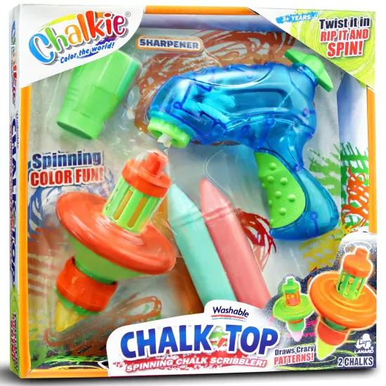 Lanard Chalkie: Chalk Top - Spinning Chalk Scribbler, Rip Cord Launcher, 2 Sticks & Sharpener, Draws Crazy Patterns, Outdoor Art Play Toy, Kids Age 3+ {1}