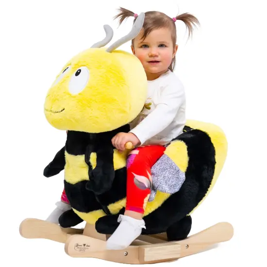 Gerardo's Toys: Little Rockers - Bee - Wooden Plush Ride-On Rocking Animal Toy, Plays Music, Removable Soft Fabric Cover, Toddler & Kids Ages 24mo+ {3}