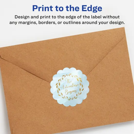 Avery Glossy White Round Scalloped Labels with Sure Feed, 2.5" Diameter {3}