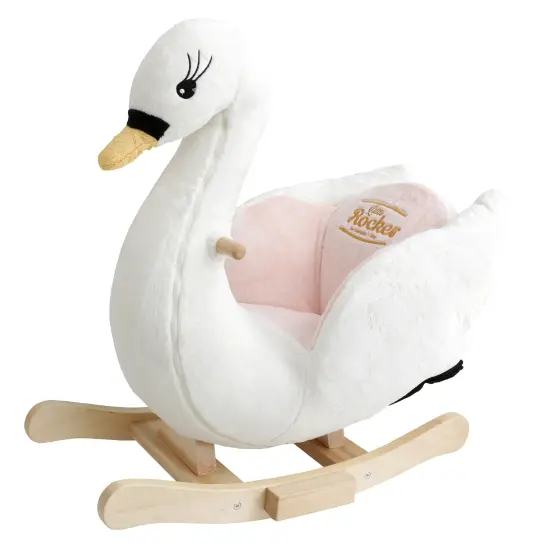 Gerardo's Toys: Little Rockers - Swan - Wooden Plush Ride-On Rocking Animal Toy, Plays Music, Removable Soft Fabric Cover, Toddler & Kids Ages 24mo+ {1}