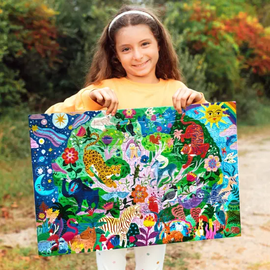 eeBoo: Tree of Wildlife - 100 Piece Puzzle - 27 x 18" Colorful Nature & Animal Jigsaw, Sturdy Dustless Pieces, Informational Poster, Kids Ages 5+ {6}