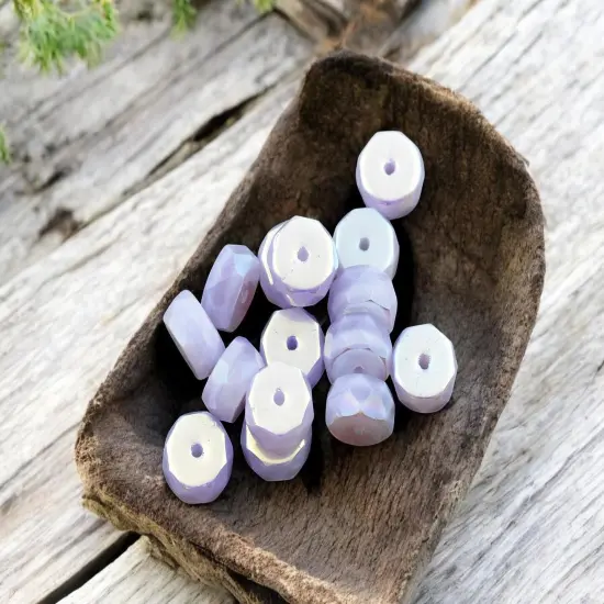 *15* 4x6mm Thistle Silk AB Fire Polished Rondelle Heishi Beads {3}