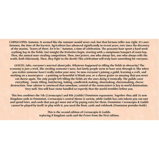 Rio Grande Games: Dominion Cornucopia & Guilds 2nd Edition - Expansion Deck Building Board Game, Time Of The Harvest, Ages 14+, 2-4 Players, 30 Min {4}