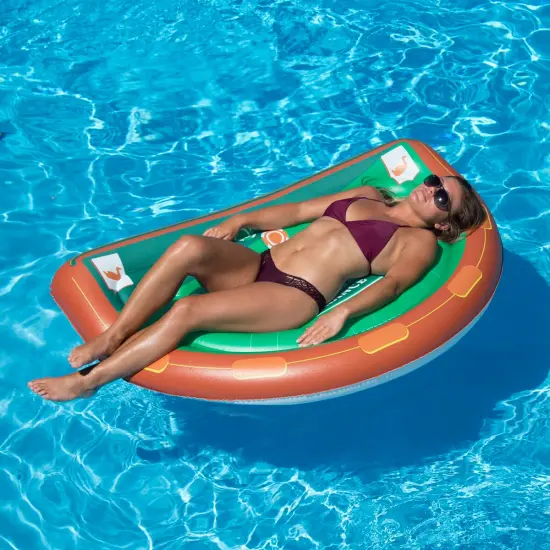 Swim Central 60" Green and Brown Inflatable Blackjack Table Game with Water Proof Cards {3}