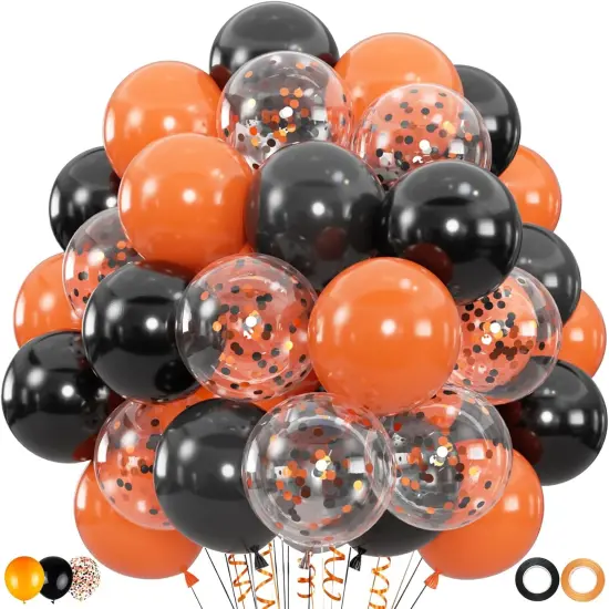 Orange and Black Confetti Party Balloon(Black Orange) {1}