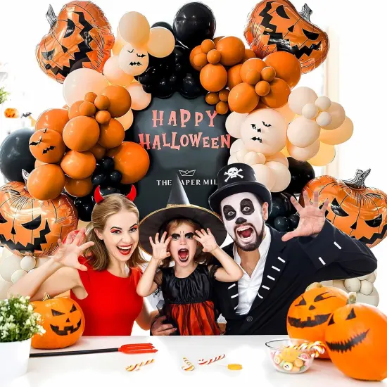 Pumpkin Balloons Orange Sand White Black Balloon(Orange Black Sand White) {6}