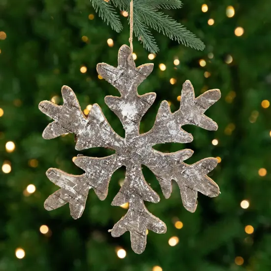 Northlight Wooden Snowflake Christmas Ornament - 10" - Silver and Gold {1}