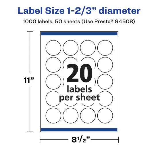 Avery Glossy Clear Round Labels with Sure Feed, 1-2/3" diameter {4}