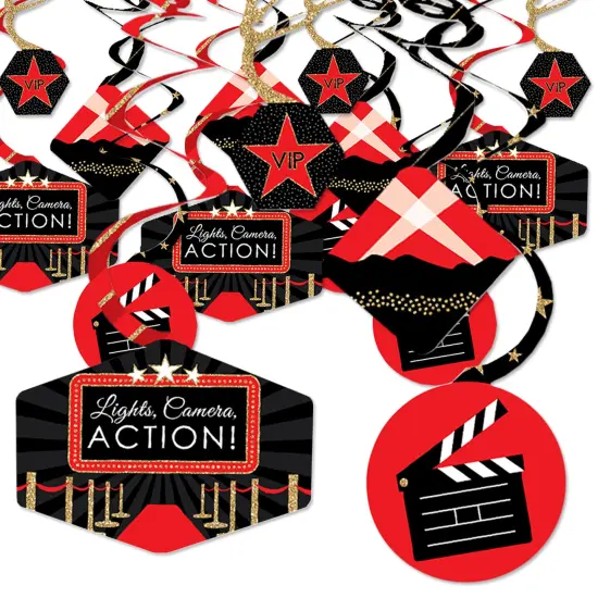 Big Dot of Happiness Red Carpet - Movie Night Party Hanging Decor - Party Decoration Swirls - Set of 40 {1}