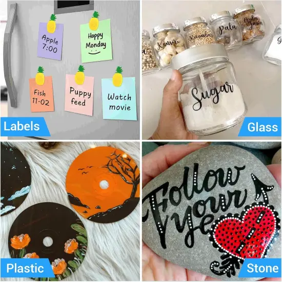 Black Paint Pen Permanent Marker Waterproof -4 Black paint markers,paint marker for Metal,Rocks,Wood,Plastic,Tire,Glass,Fabric,label,Medium Tip,Oil Based Markers Pens Permanent {4}