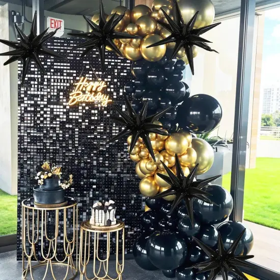 22Inch Large Black Star Balloon Explosion Foil Balloons(black) {4}
