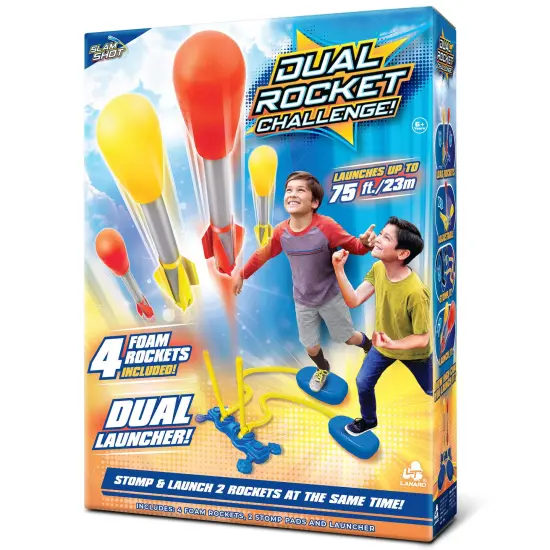 Lanard: Slam Shot Dual Challenge Air Powered Rocket - Outdoor Flying Toy, 4 Foam Rockets, Launcher & Stomp Pad, Soars Up To 75 Feet, Play, Kids Age 6+ {1}