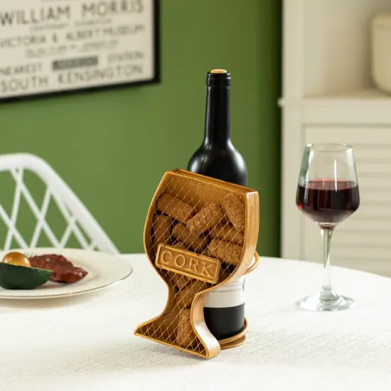 Vintiquewise Decorative Metal Goblet Shape Wine Bottle and Cork Holder A Unique Home Decor Piece and Countertop Accessory for Kitchens, Bars, and Dining Rooms - Great Collection for Wine Lovers {3}