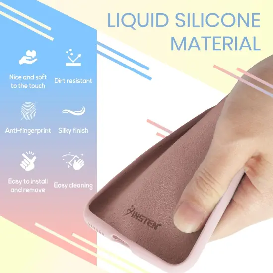 Liquid Silicone Case For iPhone SE 2020, Soft Touch Full Body Protection with Microfiber Lining Ultra Slim Gel Cover Sand Powder Pink, by Insten {3}