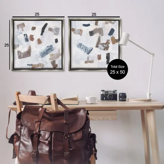 Stupell Industries Scattered Neutral Shapes 2pc Floater Framed Canvas Wall Art Set Design by Melissa Wang  {3}