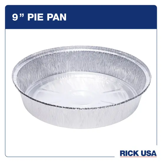 RICK USA: 9" Pie Pan - 25 Pack - Disposable Aluminum Foil, Multi-Purpose Baking & Cooking, Durable, Grill-Oven-Freezer-Dishwasher Safe, Recyclable {3}
