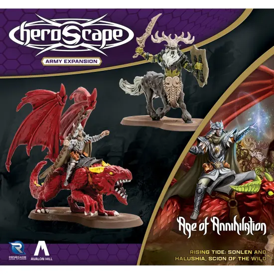 Renegade Games: Heroscape: Rising Tide &ndash; Sonlen & Halushia Scion of the Wild Army Expansion - 2 Fully Assembled Unpainted Miniatures & 2 Army Cards {4}