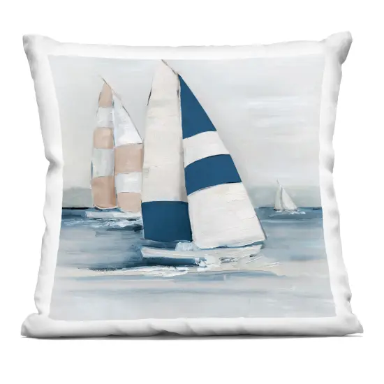 Stupell Industries Striped Sailboat Voyage Decorative Printed Pillow design by Sally Swatland, 18 x 7 x 18 {1}
