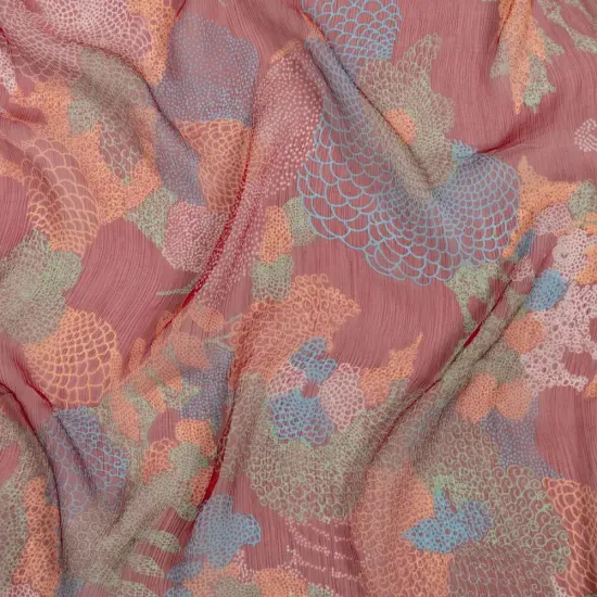 1 Yard MultiColor Crinkled Silk Chiffon 45" Wide Sheer Silk Fabric for Pleated Skirts & Blouses {1}
