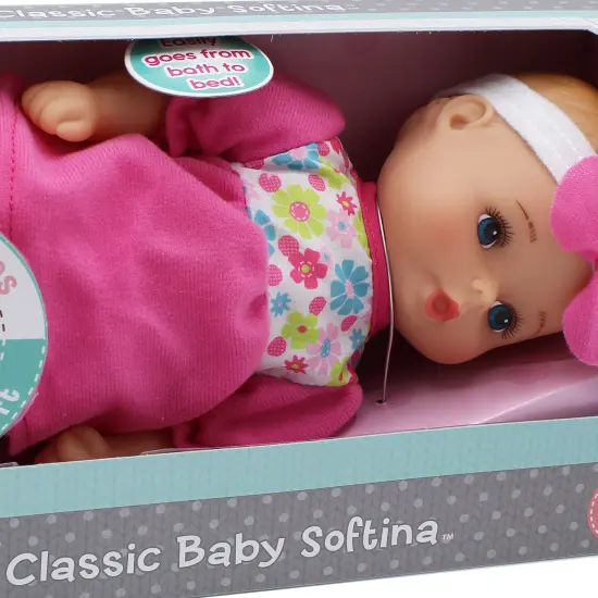 Goldberger Doll Baby's First 11" Classic Softina with Pink & Foral Jumper & Headband {7}