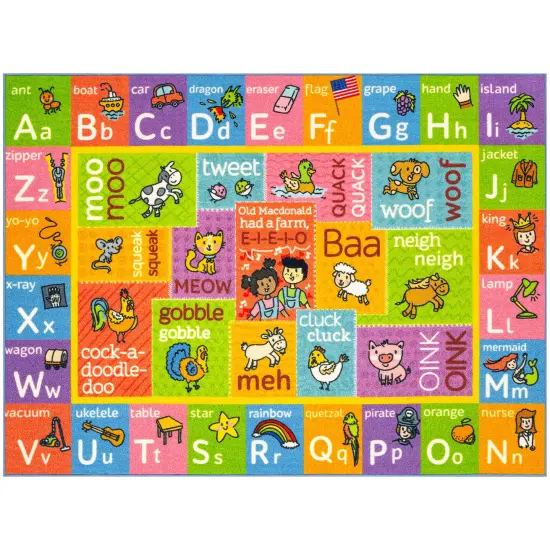 KC Cubs: Educational Rug: ABC Alphabet Animal Sounds - 8x10' Playmat - Interactive Letters Activity, Area Carpet, Bedroom-Classroom, Baby-Toddler-Kids {1}