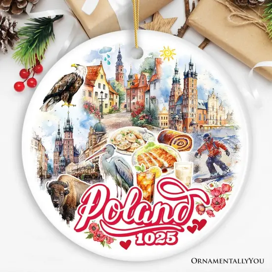 Vibrant Poland Cultural Heritage Ornament, Eastern European Landmarks Christmas Gift and Warsaw Souvenir {5}
