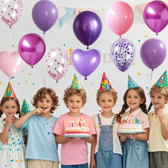 50Pcs Pink & Purple Balloon Set (Pink Purle-heart) {2}