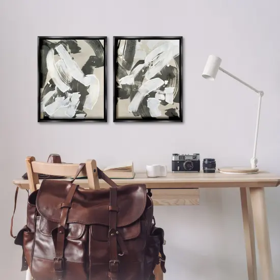 Stupell Industries Neutral Paint Streaks 2pc Floater Framed Canvas Wall Art Set Design by June Erica Vess {2}